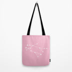 Gemini Zodiac Star Constellation Line Art Soft Pink Tote Bag Gallery Image 2