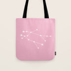 Gemini Zodiac Star Constellation Line Art Soft Pink Tote Bag Gallery Image 1