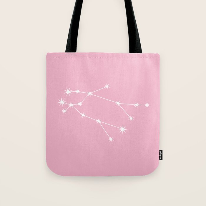 Gemini Zodiac Star Constellation Line Art Soft Pink Tote Bag Gallery Image 1