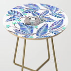 Happy Sloth - Tropical Blue Leaves Side Table Gallery Image 2