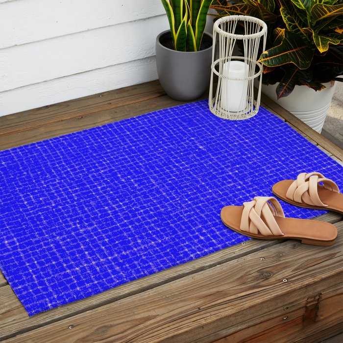 Electric Blue Grasscloth Outdoor Rug Gallery Image 2