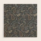 Paisley Line Art - Navy Wood Wall Art Gallery Image 1