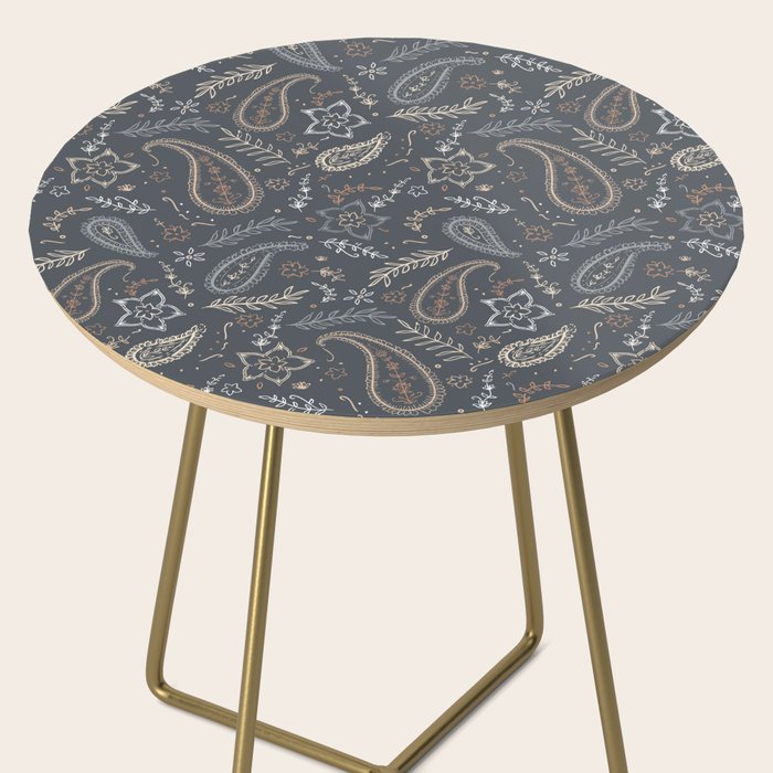 Paisley Line Art - Navy Side Table Gallery Image 2