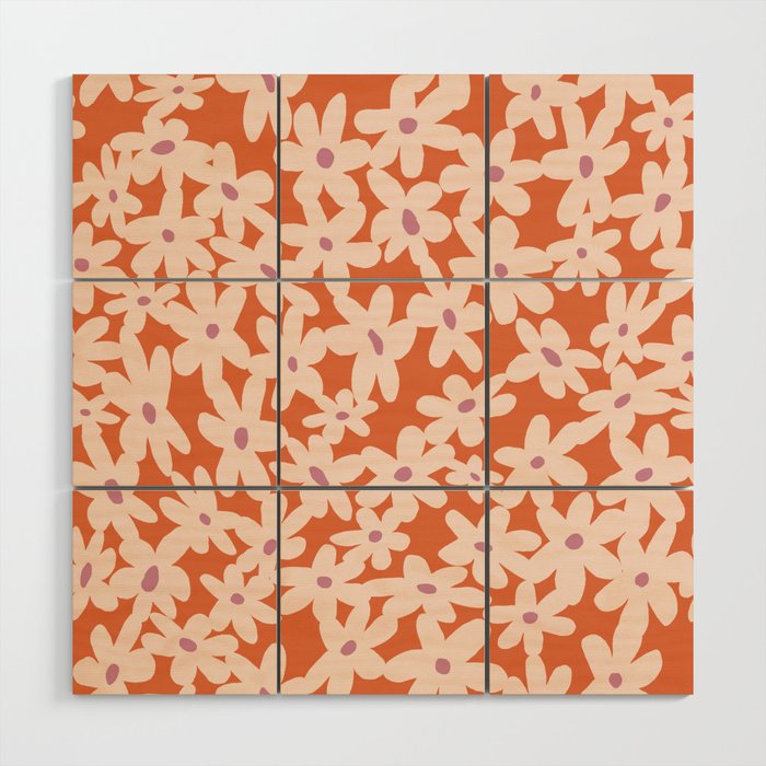 Flower power pattern Wood Wall Art Gallery Image 1