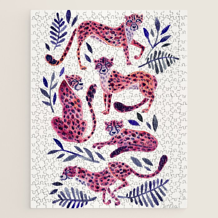 Cheetah Collection - Mauve & Indigo Jigsaw Puzzle Gallery Image 1