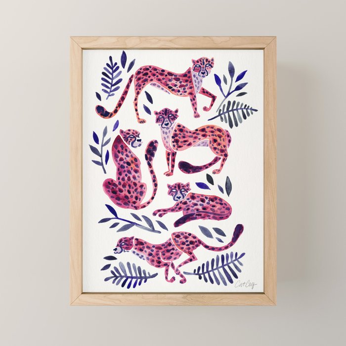 Cheetah Collection - Mauve & Indigo Mini Art Print Gallery Image 1