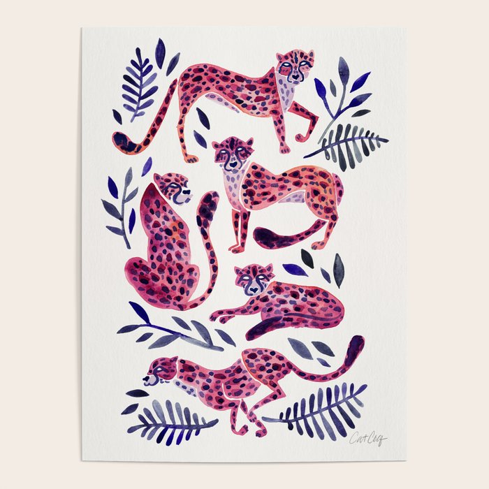 Cheetah Collection - Mauve & Indigo Poster Gallery Image 4