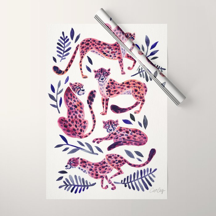 Cheetah Collection - Mauve & Indigo Wrapping Paper Gallery Image 1