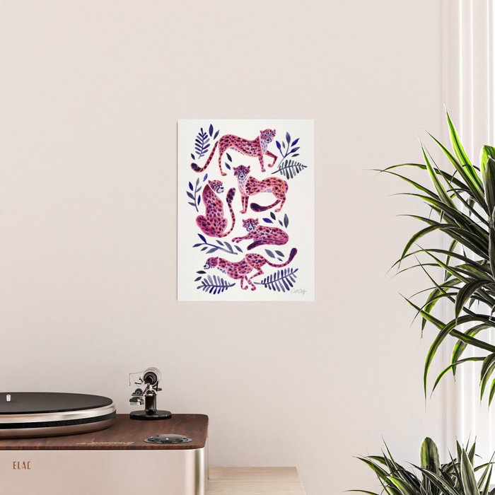 Cheetah Collection - Mauve & Indigo Poster Gallery Image 2