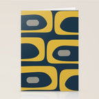 Mid Century Modern Piquet Abstract Minimalist Pattern in Light and Dark Mustard, Gray, and Navy Blue Stationery Card Gallery Image 2