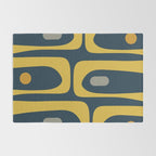 Mid Century Modern Piquet Abstract Minimalist Pattern in Light and Dark Mustard, Gray, and Navy Blue Rug Gallery Image 2