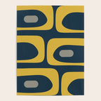 Mid Century Modern Piquet Abstract Minimalist Pattern in Light and Dark Mustard, Gray, and Navy Blue Poster Gallery Image 4