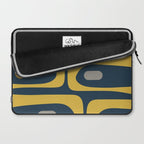 Mid Century Modern Piquet Abstract Minimalist Pattern in Light and Dark Mustard, Gray, and Navy Blue Laptop Sleeve Gallery Image 2