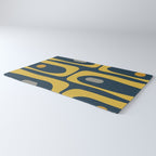 Mid Century Modern Piquet Abstract Minimalist Pattern in Light and Dark Mustard, Gray, and Navy Blue Rug Gallery Image 3