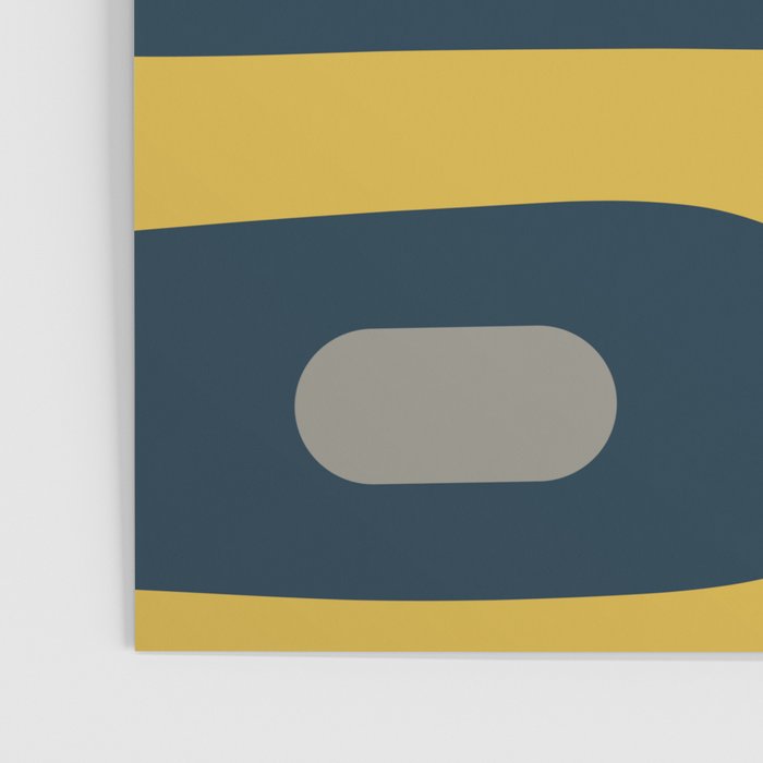 Mid Century Modern Piquet Abstract Minimalist Pattern in Light and Dark Mustard, Gray, and Navy Blue Poster Gallery Image 3