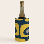 Mid Century Modern Piquet Abstract Minimalist Pattern in Light and Dark Mustard, Gray, and Navy Blue Wine Chiller Gallery Image 1