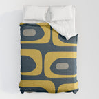 Mid Century Modern Piquet Abstract Minimalist Pattern in Light and Dark Mustard, Gray, and Navy Blue Comforter Gallery Image 6