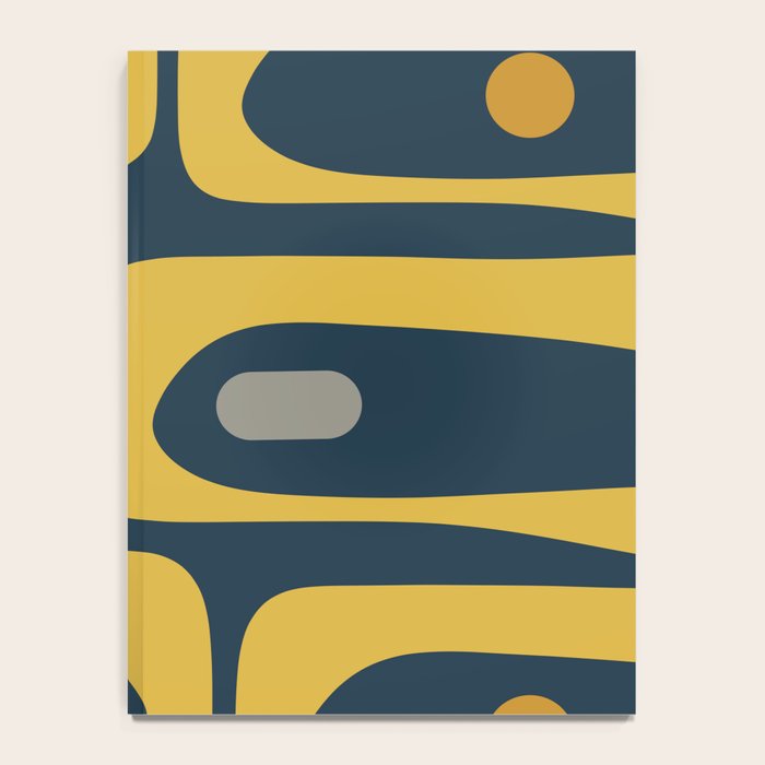 Mid Century Modern Piquet Abstract Minimalist Pattern in Light and Dark Mustard, Gray, and Navy Blue Notebook Gallery Image 4
