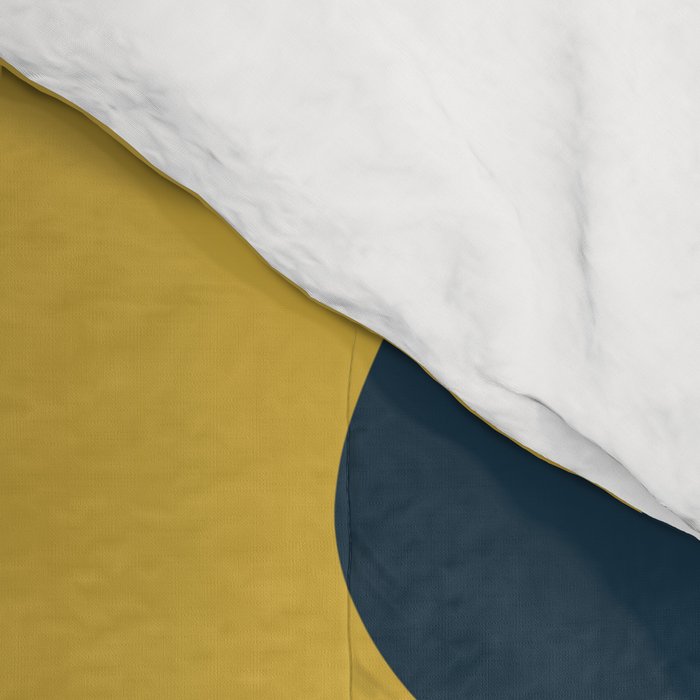 Mid Century Modern Piquet Abstract Minimalist Pattern in Light and Dark Mustard, Gray, and Navy Blue Comforter Gallery Image 4