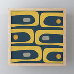 Mid Century Modern Piquet Abstract Minimalist Pattern in Light and Dark Mustard, Gray, and Navy Blue Mini Art Print Gallery Image 1