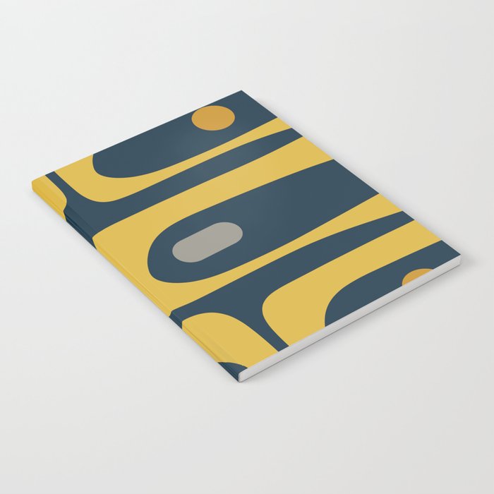 Mid Century Modern Piquet Abstract Minimalist Pattern in Light and Dark Mustard, Gray, and Navy Blue Notebook Gallery Image 2