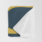Mid Century Modern Piquet Abstract Minimalist Pattern in Light and Dark Mustard, Gray, and Navy Blue Throw Blanket Gallery Image 3