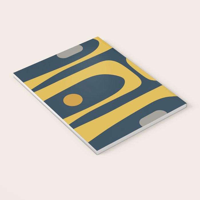 Mid Century Modern Piquet Abstract Minimalist Pattern in Light and Dark Mustard, Gray, and Navy Blue Notebook Gallery Image 3