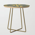 Mid Century Modern Piquet Abstract Minimalist Pattern in Light and Dark Mustard, Gray, and Navy Blue Side Table Gallery Image 1