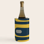 Mid Century Modern Piquet Abstract Minimalist Pattern in Light and Dark Mustard, Gray, and Navy Blue Wine Chiller Gallery Image 3