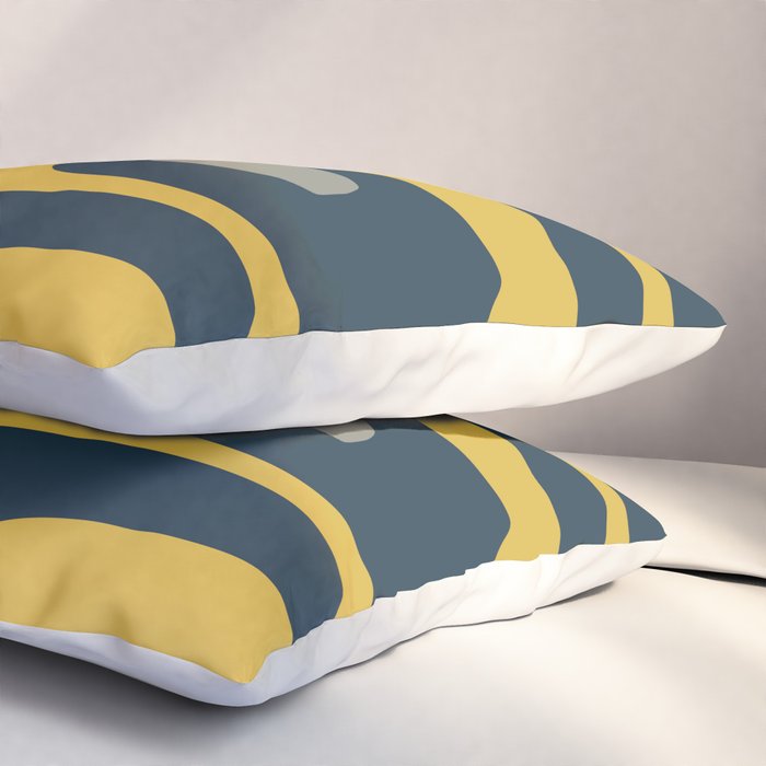 Mid Century Modern Piquet Abstract Minimalist Pattern in Light and Dark Mustard, Gray, and Navy Blue Pillow Sham Gallery Image 3
