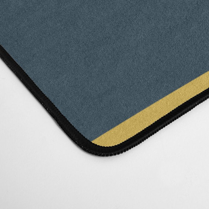 Mid Century Modern Piquet Abstract Minimalist Pattern in Light and Dark Mustard, Gray, and Navy Blue Desk Mat Gallery Image 4
