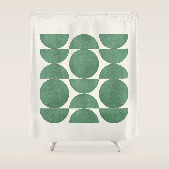 Green Retro Scandinavian - Mid Century Modern Shower Curtain Gallery Image 1