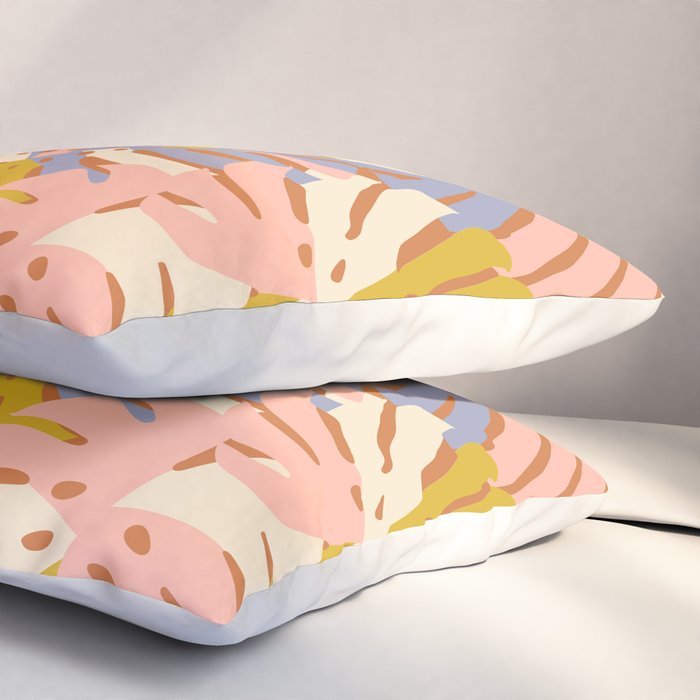 Color Block Monstera Pink + Lavender Pillow Sham Gallery Image 3