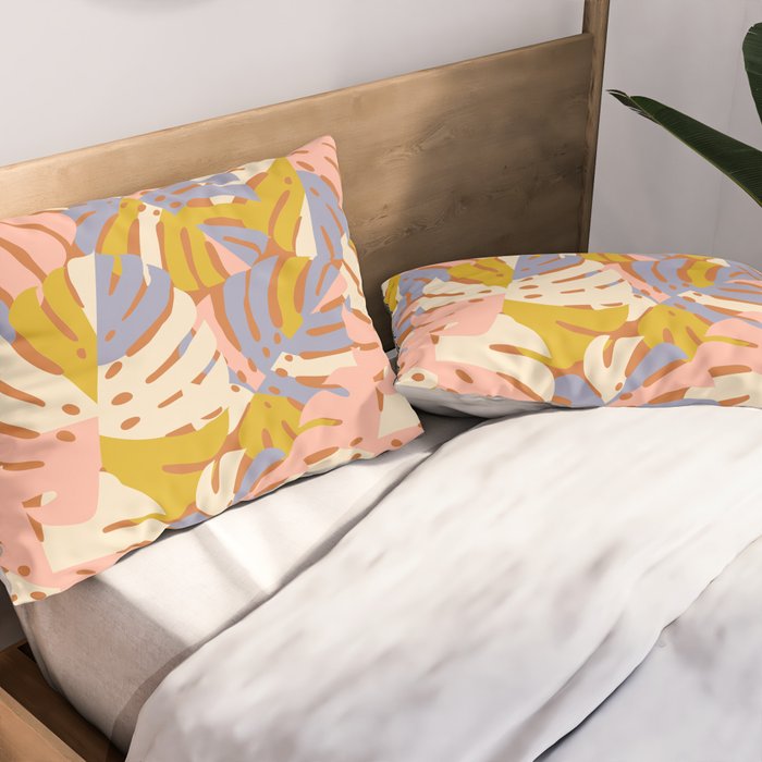 Color Block Monstera Pink + Lavender Pillow Sham Gallery Image 2