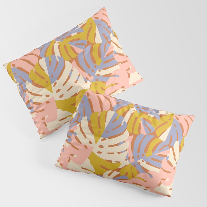 Color Block Monstera Pink + Lavender Pillow Sham Gallery Image 3