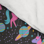 Space Unicorns - Neon Rainbow on Black Comforter Gallery Image 4