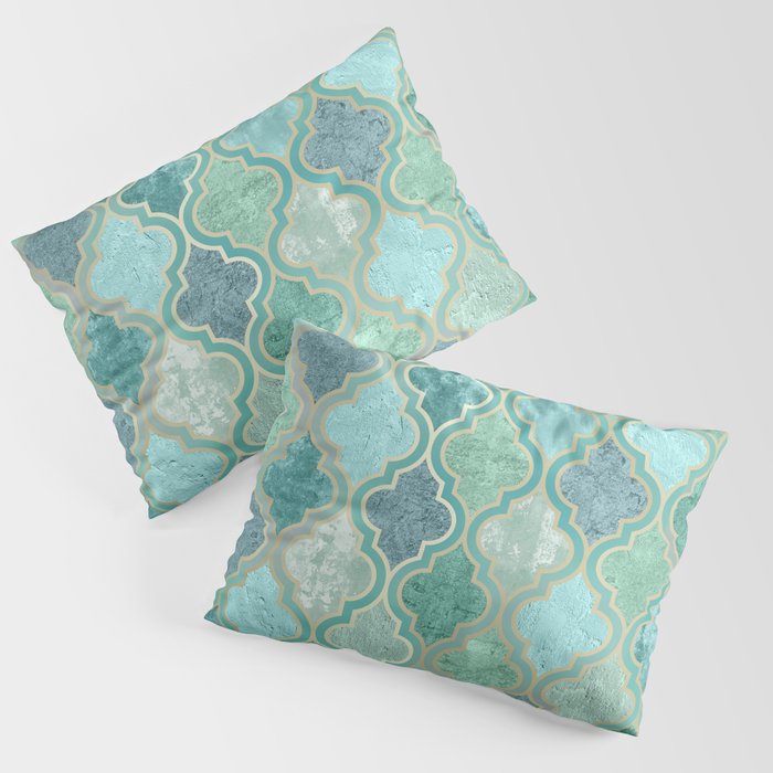 Moroccan Teal Green Pillow Sham Gallery Image 1