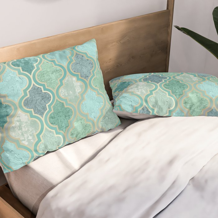 Moroccan Teal Green Pillow Sham Gallery Image 2