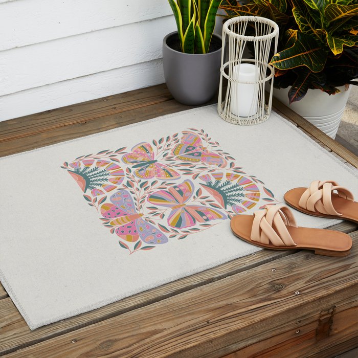 Colorful Butterflies - Art Print Outdoor Rug Gallery Image 2