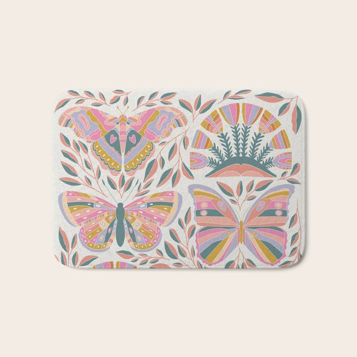 Colorful Butterflies - Art Print Bath Mat Gallery Image 1