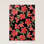 Red bold flowers in black background Stationery Card Gallery Image 2