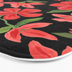 Red bold flowers in black background Bath Mat Gallery Image 3