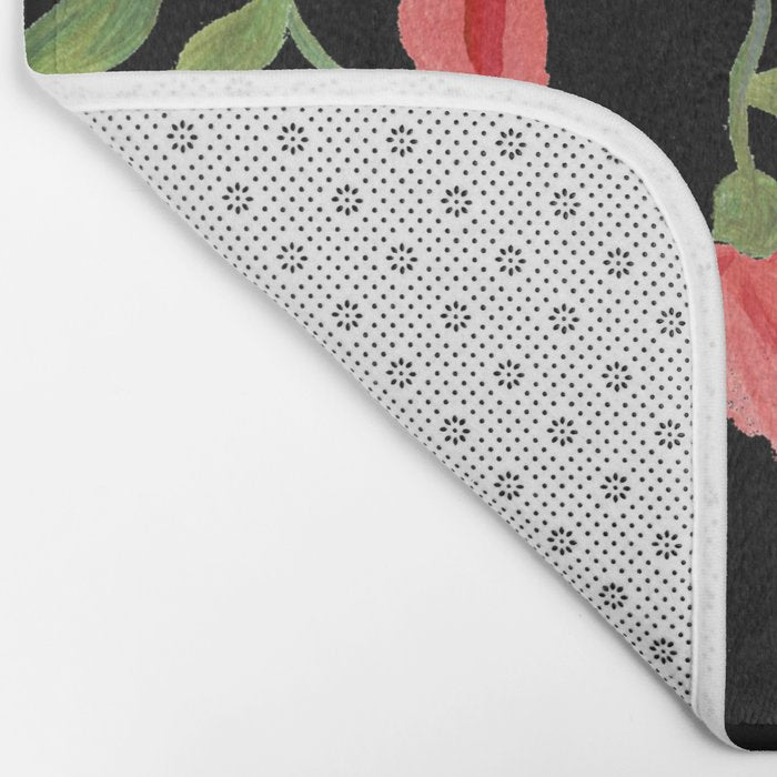 Red bold flowers in black background Bath Mat Gallery Image 2