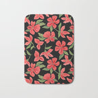 Red bold flowers in black background Bath Mat Gallery Image 1
