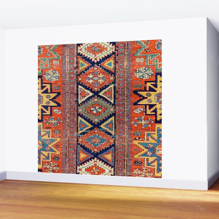 Southwestern Farmhouse II // 19th Century Colorful Red Yellow Blue Green Aztec Farm Stars Pattern Wall Mural Gallery Image 2