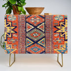 Southwestern Farmhouse II // 19th Century Colorful Red Yellow Blue Green Aztec Farm Stars Pattern Credenza Gallery Image 1
