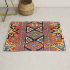 Southwestern Farmhouse II // 19th Century Colorful Red Yellow Blue Green Aztec Farm Stars Pattern Rug Gallery Image 1