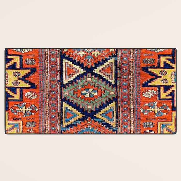 Southwestern Farmhouse II // 19th Century Colorful Red Yellow Blue Green Aztec Farm Stars Pattern Desk Mat Gallery Image 3