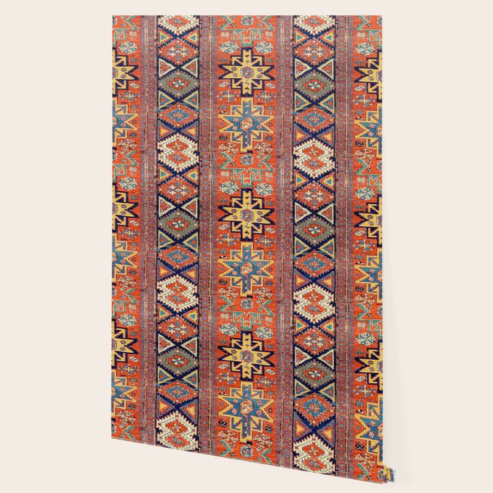 Southwestern Farmhouse II // 19th Century Colorful Red Yellow Blue Green Aztec Farm Stars Pattern Wallpaper Gallery Image 2