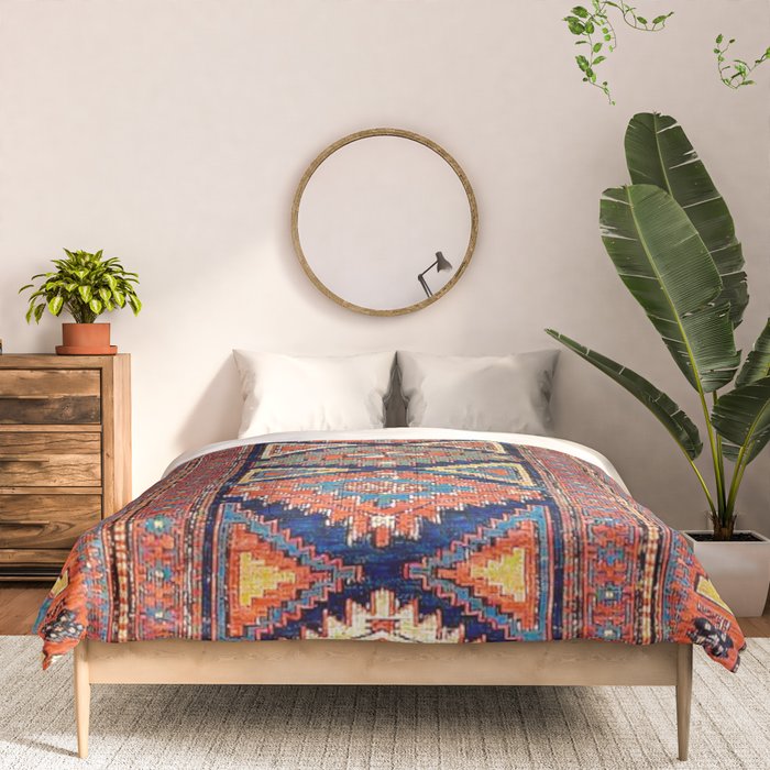 Southwestern Farmhouse II // 19th Century Colorful Red Yellow Blue Green Aztec Farm Stars Pattern Comforter Gallery Image 3